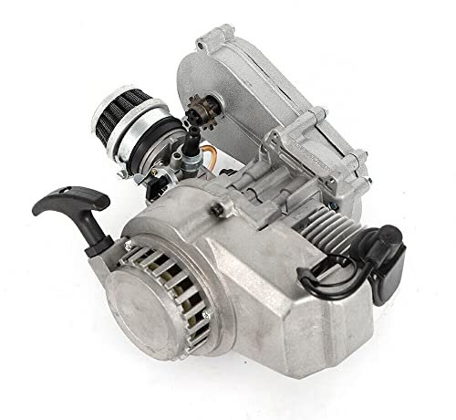 TaNeHaKi 2 Takt Motor,Einzelzylinder Dirtbike Motor,Lufterzwungene Motor Mit Getriebe Vergaser FüR Mini Pocketbike Dirtbike Engine
