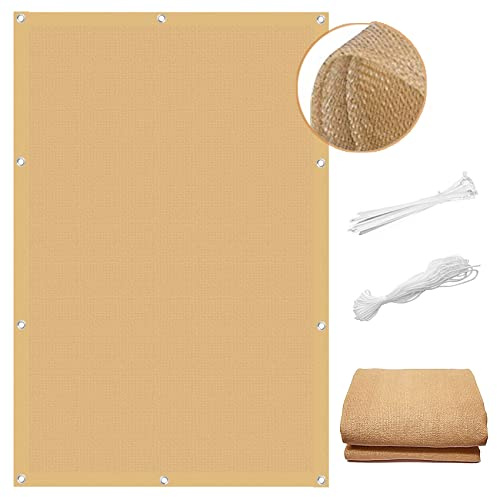 Toldo Vela de Sombra Rectangular 3.4 x 7 m Transpirable protección UV Toldos y Velas para Patio con Ojales para Exterior, Jardín, Terrazas, Caqui