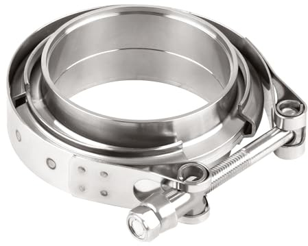 DOCAS 1pc Ø 76.2mm(3.0) V-Band Klemme + Flansche komplett Edelstahl Extra Turbo Schlauch, Edelstahl V Band Schelle Set Turbo Abgasanlage Schnellverschluß