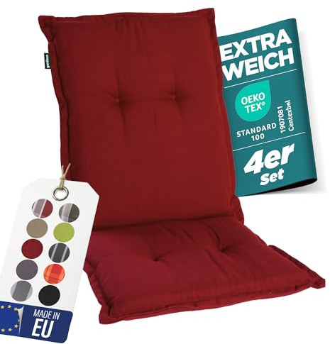 gardisun Gartenstuhlauflagen Niedriglehner, 4er Set, Rot