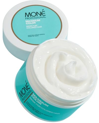 MONÉ Professional Haarmaske für Coloriertes Haar, Keratin & Sheabutter | Monoï de Tahiti und Kokosöl, schützt die Farbe. 5-10 Min auf gewaschenen Längen einwirken lassen, ausspülen. 1-2x pro Woche.