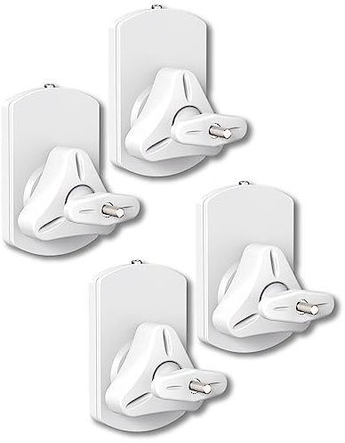 RICOO Support Haut-Parleur Mural Universel 110x65x91mm, Inclinable et Orientable, LH038-W Support Enceinte pour Home Cinema et THX Dolby Atmos, Lot de 4, Blanc.