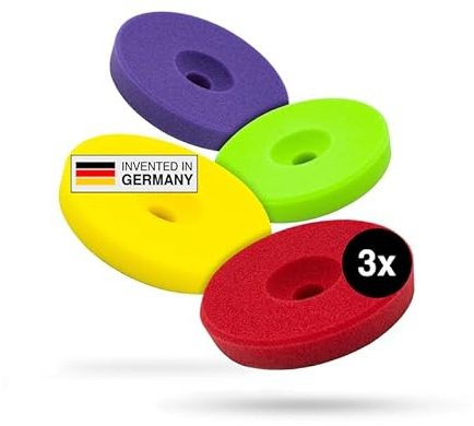 Liquid Elements Centriforce V2 Polierpads 75mm, 4 Stärken á 3 Stück | Komplettset, alle Härtegrade, abrasiv bis extrem weich, Polierschwamm, speziell entwickelte Fräsung, optimierte Ergebnisse