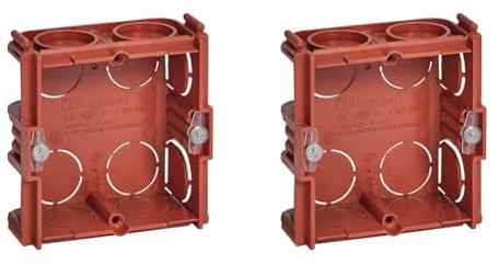 Legrand - Boîte à encastrer carrée Batibox maçonnerie - 1 poste profondeur 30mm (Lot de 2) - Rouge - Polystyrène - Non résistant à l'eau - Vis, Caps de protection