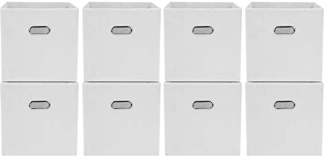 Trintion 8er Set Aufbewahrungsbox Faltbox 32 x 32 x 32 cm Faltbare Aufbewahrungskiste Stoff Faltkiste mit Fingerloch Spielzeug Box für Kallax Regale oder Raumteiler (Weiß)