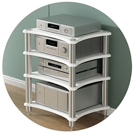 HiFi Rack AV Shelf 1/2/3/4-Tiers TV Stand TV Cabinet Hifi Amplifier Cabinet Equipment Cabinet Speaker Rack Amplifier Rack (Color : White, Size : 60 * 48 * 85cm(4Tier))