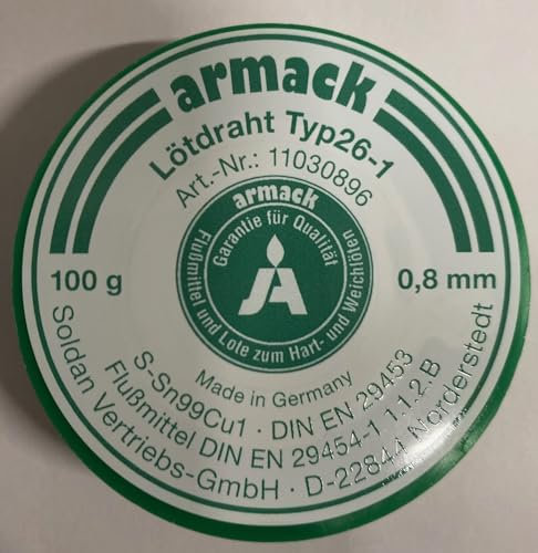 armack Alambre de soldadura tipo 26-1 0,8 mm Ø 100 g S-Sn99Cu relleno fundente