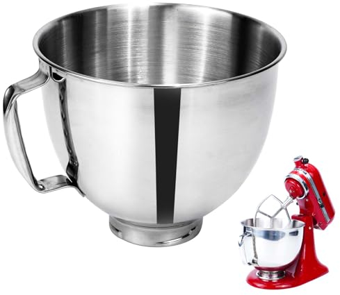 PQPO Bol mélangeur en acier inoxydable compatible avec les batteurs sur socle Kitchen Aid de 4,5 et 5 litres