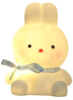 OSALADI 1stück Rabbit Lamp Süße Led Nachtlampe Für Kinderzimmer Dimmbar Und Batteriebetrieben Osterdekoration Und Heimbeleuchtung Lifelike Design Mit Blauem Band