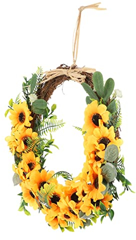 Alipis Frühlingskranz Aus Sonnenblumen Dekorativer Blumenkranz Für Haustür Künstlicher Frühlingskranz Zum Aufhängen Sonnenblumenkranz Für Innen Und Außenbereich Frühling-Blumenkranz-dekor