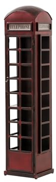 Woodkings Regalschrank Telefonzelle | 40x173 cm Metall Rot | Hochschrank mit Stauraum für Flur Wohnzimmer Küche | rustikaler Vintage-Look