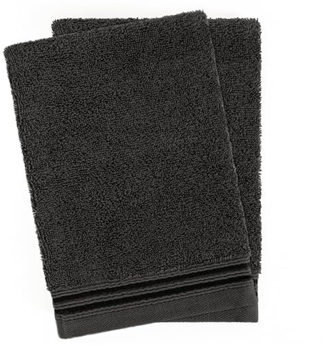 Hammetex Set di 2 guanti da bagno, 15 x 22 cm, 100% cotone con asciugamano, in spugna, di alta qualità, morbidi, resistenti, antracite