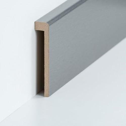 Fliesenabdeckleiste Bis 85 mm Höhe 19 x 96 x 2500 mm MDF-Kern foliert Silber zum Kleben, Schrauben & Nageln Abdeckleiste für Fliesensockel by PROVISTON 2.5 Meter | 1 Stück