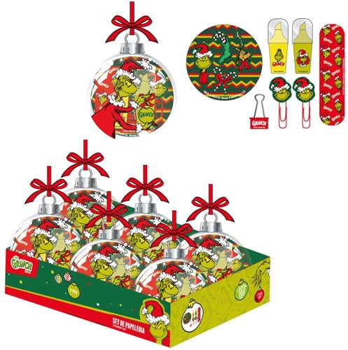CERDÁ LIFE'S LITTLE MOMENTS 2700001526 The Grinch Schreibwaren-Set, Kugel, Weihnachtsdekoration, 10,0 x 10,0 x 10,0 cm, Small, grün