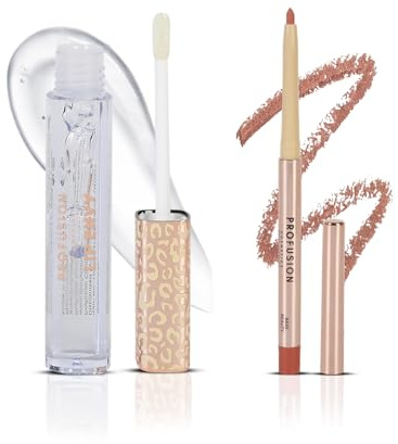 Profusion Cosmetics Lip Envy - Crystal Clear Lip Gloss and Liner Set, High-Shine Finish, Smooth Application, Vegan-Friendly, Non-Sticky Formula