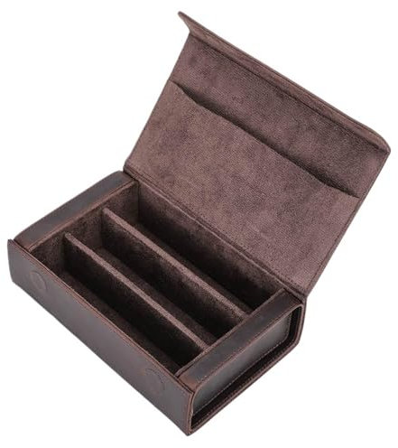MNBFC Brillenbox Leder Brillenhalter Box for 4 Stück Sonnenbrillenetui Reiseaufbewahrung Brillenbox for Brillenbeutelhalter Brillenkoffer(Coffee-3slots)