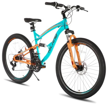 HH HILAND Full Suspension Mens Mountain Bike, 21 Speed, 26 Inch Wheel, Dual Disc Brake Bike for Men Womens Adult Bicycle