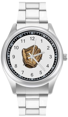Baseballhandske herrklocka med rostfritt stål rem legering kvarts armbandsur, Stil, regular, armband
