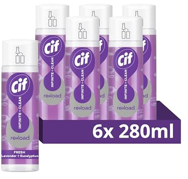 Cif Infinite Clean Lavender & Eucalyptus with probiotics technology All in One Cleaner Reload for a long-lasting clean* 280 ml - Case pack of 6
