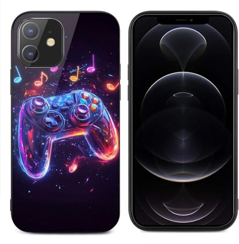 For iPhone 12 Mini Case - All-new Game Controller Design, Glass Back + TPU Inner Shell, Bare-Hand Feel, Extreme Slimness, Military-grade Tested, Precise Cutouts, Cell Phone Cases for Boys Girls