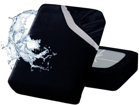ZYBSLCSY Elastizität Samt Sofa Überzug Couch Bezug, Wasserdicht Sofa Sitzkissenbezug, rutschfeste Bezüge Für Wohnwagenpolster Mit 2 Bändern (Navy Blue,W 130-160cm, D 71-84cm)