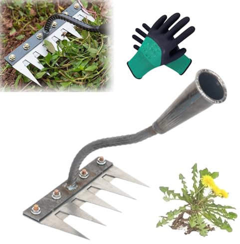 Rateau De Désherbage Berthaus, Outil De Râteau De Désherbage avec Manche, Râteau De Jardin en Métal Très Résistant, Rateau Bertaus pour Désherber/Ameublir/Semence (5 Dents)