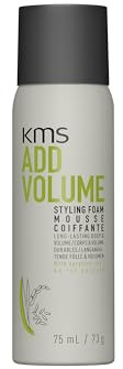 KMS ADDVOLUME Styling Foam für feines bis mittelstarkes, kraftloses Haar, verleiht Volumen bis zu 72 Stunden, vegane Formulierung mit upgecyceltem Reis, ohne Silikone, 75ml