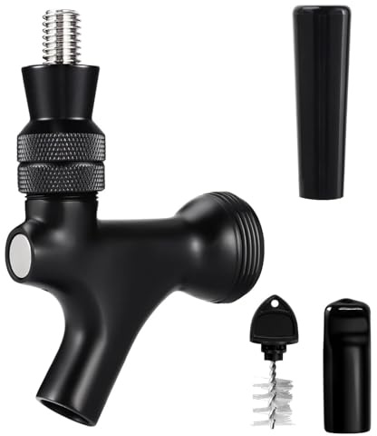 ERSINIAN Beer Faucet Stainless Steel Core Beer Tap Faucet Keg Tap with Beer Faucet Tap Handle, Beer Tap Faucet Plug, Draft Beer Keg Tap Faucet for US Standard Kegerator Beer Tower Beer Shanks