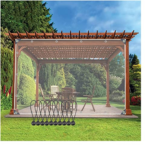 Transparent Outdoor PVC Tarps 0.35mm Waterproof Canopy Curtains with Grommets Weatherproof Side Panels for Pergola Veranda Pavilion (420x220cm 13.8x7.2ft)