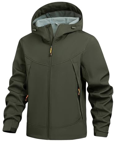 Generico Impermeabile Uomo Antipioggia Parka Cerata Coat Termica Invernale Giubbotto Da Lavoro Antivento Sci Giacca Lunga Elegante Militare Giubbino Autunno Cappotto Verde militare 3XL