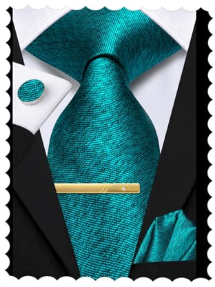 Hi-Tie 177,8 cm extra lange Krawatten für Herren, Seide, Herren, lange Krawatten und Einstecktuch, Manschettenknöpfe, Clipnadel-Set, Krawatte für Business