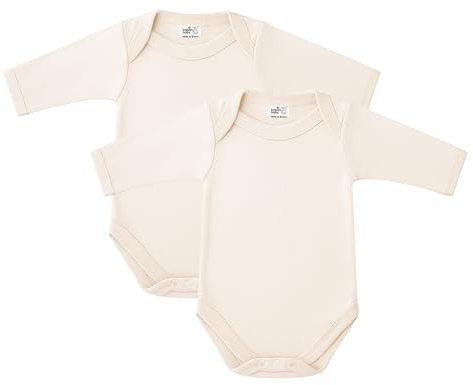 Baban Baby Long Sleeve Bodysuit Vests 2 Pack | 100% Cotton Long Sleeve Baby Vests, Made in Britain, Boys or Girls, Machine Washable, Loved by Parents Award