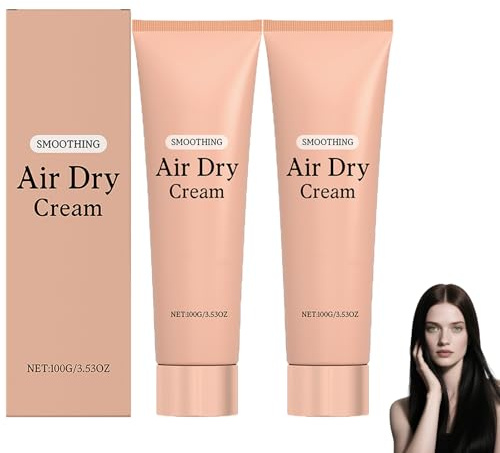 Lufttrockene Haarcreme, keine Hitze glättende Lufttrockencreme, Anti-Frizzy-Feuchtigkeitscreme für langanhaltende Feuchtigkeit, nährendes und stärkendes Haar, verbessert die natürliche Textur (2pcs)