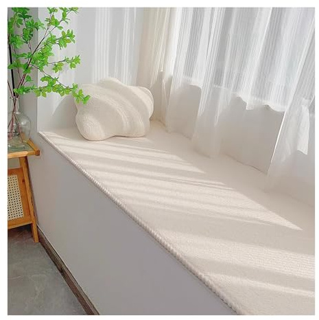 BiaBuiMM Cuscino per Davanzale in Lana, Cuscino Morbido per Finestra, Materassino per Soggiorno e Balcone, Comfort Quattro Stagioni(White,47.2in/120cm)