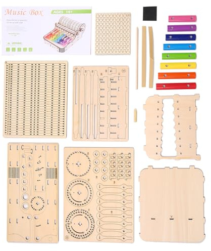 YDuupxe DIY 8-Ton-Xylophon-Set, Handkurbel, Vintage-Musikinstrument aus Holz, Glockenspiel für Kinder und Erwachsene, 26 X 20 X 10,9 Cm