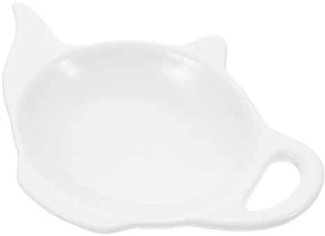 EXAOMBLE Ceramic Teabag Holder Large White Teabag Dish Multifunctional Household Tea Bag Coaster Suitable for Tea House and Kitchen Use