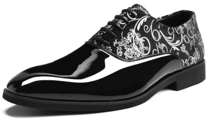 Allthemen Paisley snörskor för män, blommigt tryck, brogue derby skor, mode, vintage finskor