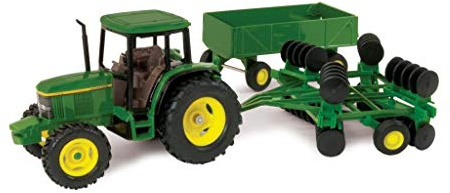 ERTL John Deere 6410 Tractor Toy Set - 1:32 Scale - Includes Wing Disk and Barge Wagon Toy - Articulated Parts and Free-Rolling Wheels - Collectible John Deere Tractor Toys - Ages 5 Years and Up