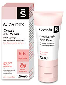 Suavinex, Crema del Pezón, Crema de Lanolina Pura para Pezones, permite Amamantar Sin Lavar, Evita la Sequedad y la Formación de Grietas, Apta Pieles Sensibles, 99% Ingredientes Origen Natural,20 ml