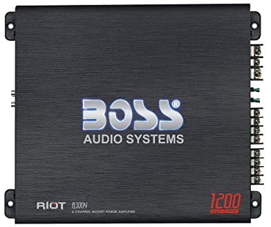 BOSS Audio R3004 Riot 1200 Watt, 4 Channel, 2/4 Ohm Stable Class A/B, Full Range, Bridgeable, MOSFET Car Amplifier with Remote Subwoofer Control