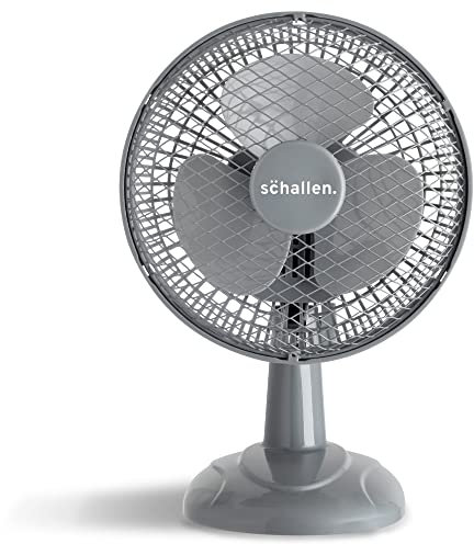 Schallen 6 Small Electric Modern Portable Air Cooling Fan with Tilt Feature for PC, Worktop, Desk, Office, Home & Travel Use (Grey)