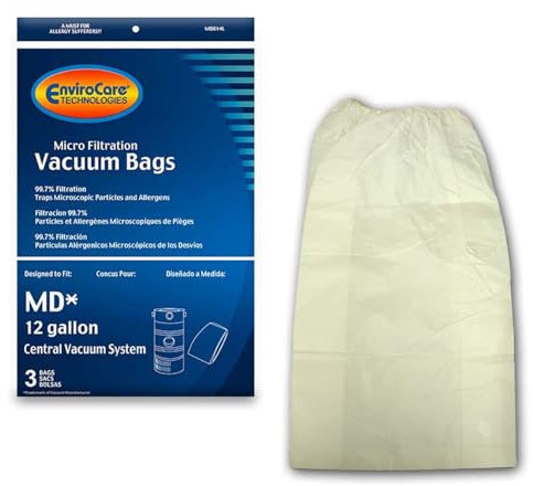 EnviroCare Replacement Vacuum Bags for Modern Day 12 Gallon Central Vacuums 3 Pack