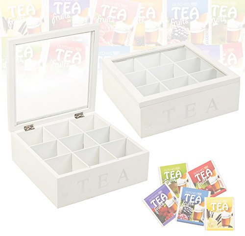 EGT Minimalist White Tea Box MDF with 9 Compartments