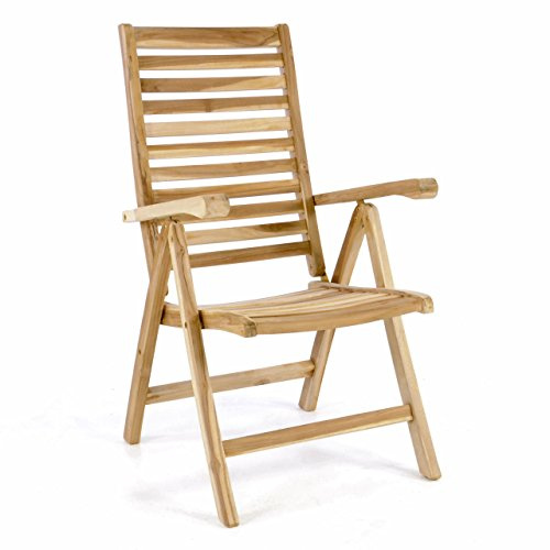 Divero klappbarer Gartenstuhl Ancona aus Teakholz - Natur-Braun | Massiv und wetterfest – hergestellt in reiner Handarbeit