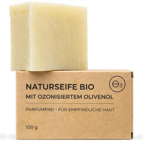 OZONO D'OR - Jabón de Manos y Cuerpo 100% Natural Ecológico con Ozono Exfoliante, Acti Acné, Antibacteriano y Antifúngico | Jabón Facial Artesanos para Piel Grasa, Sensible o Atópica | 100 g