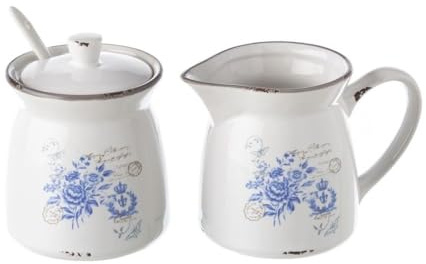 Hogar y Mas Conjunto de Menaje Stoneware Blanco: Azucarero y Jarrita