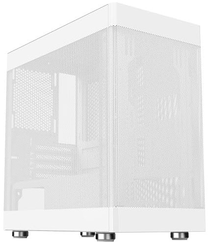 Itek Case PROMESH 35W - Mini Tour de Bureau de Jeu mATX, Type-C, 2xUSB3, 3 côtés Mesh, White Edition