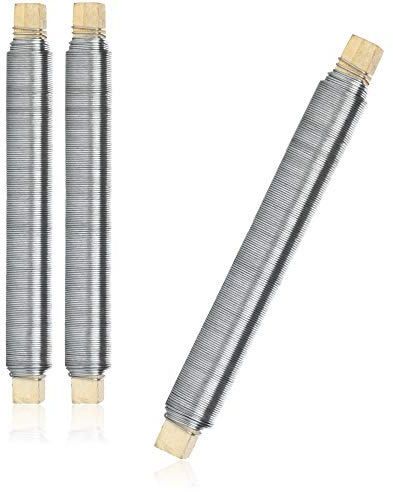 com-four® 3X Blumenwickeldraht-Set, Bindedraht verzinkt, auf Holzstab gewickelt, Stärke 0,65 mm, 300 g (Verzinkt - 03 Stück)