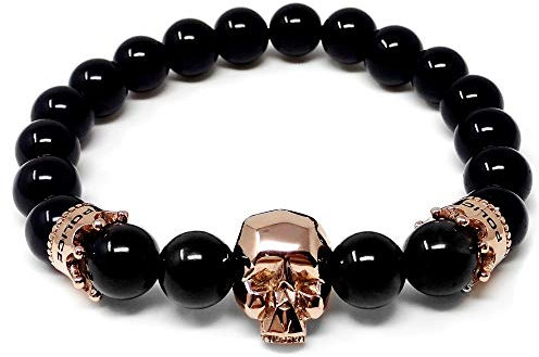 Police Armband Mann PJ.26560BSR-03 Edelstahlkugeln Sammlung Corvey Gummi Schädel Kronen