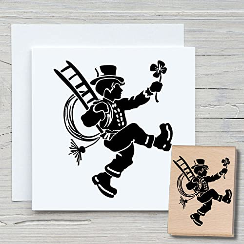 NEWSTAMPS Stempel Schornsteinfeger Motivstempel aus Holz & Gummi zum Karten und Geschenke basteln, Holzstempel für Glück, Scrapbook, Textilstempel, Deko, Freunde